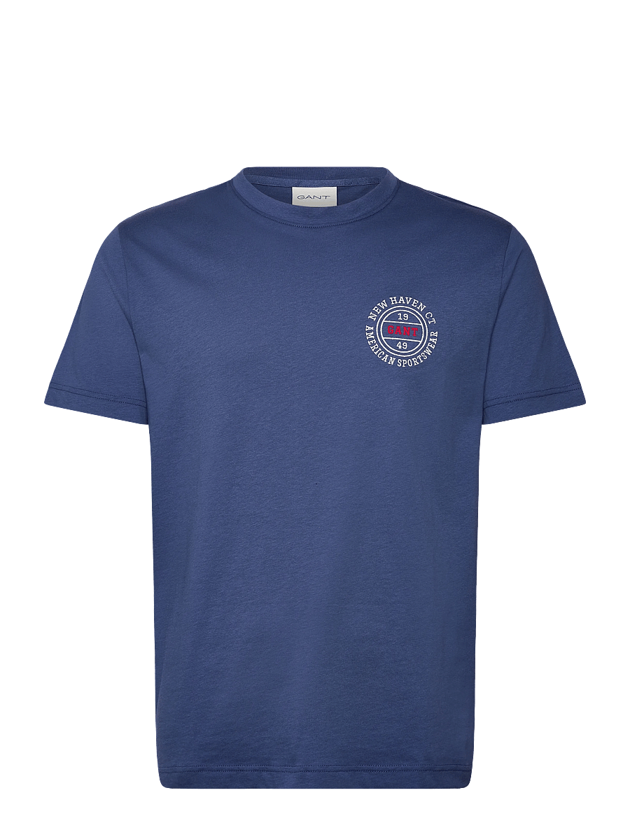 Gant - GRAPHIC SS TSHIRT - kurzärmelig - vintage blue - 1