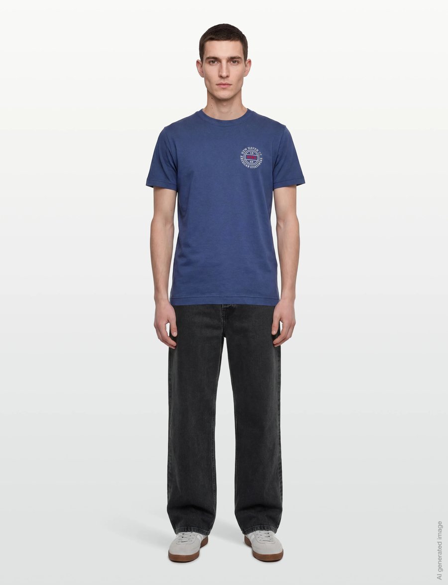 Gant - GRAPHIC SS TSHIRT - kurzärmelig - vintage blue - 0