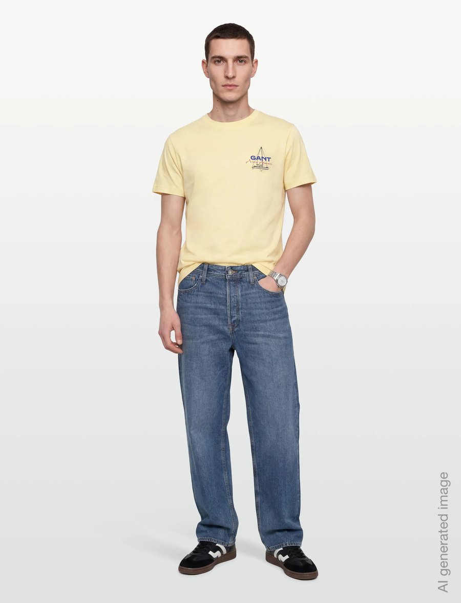 Gant - GRAPHIC SS TSHIRT - short-sleeved t-shirts - vanilla yellow - 0