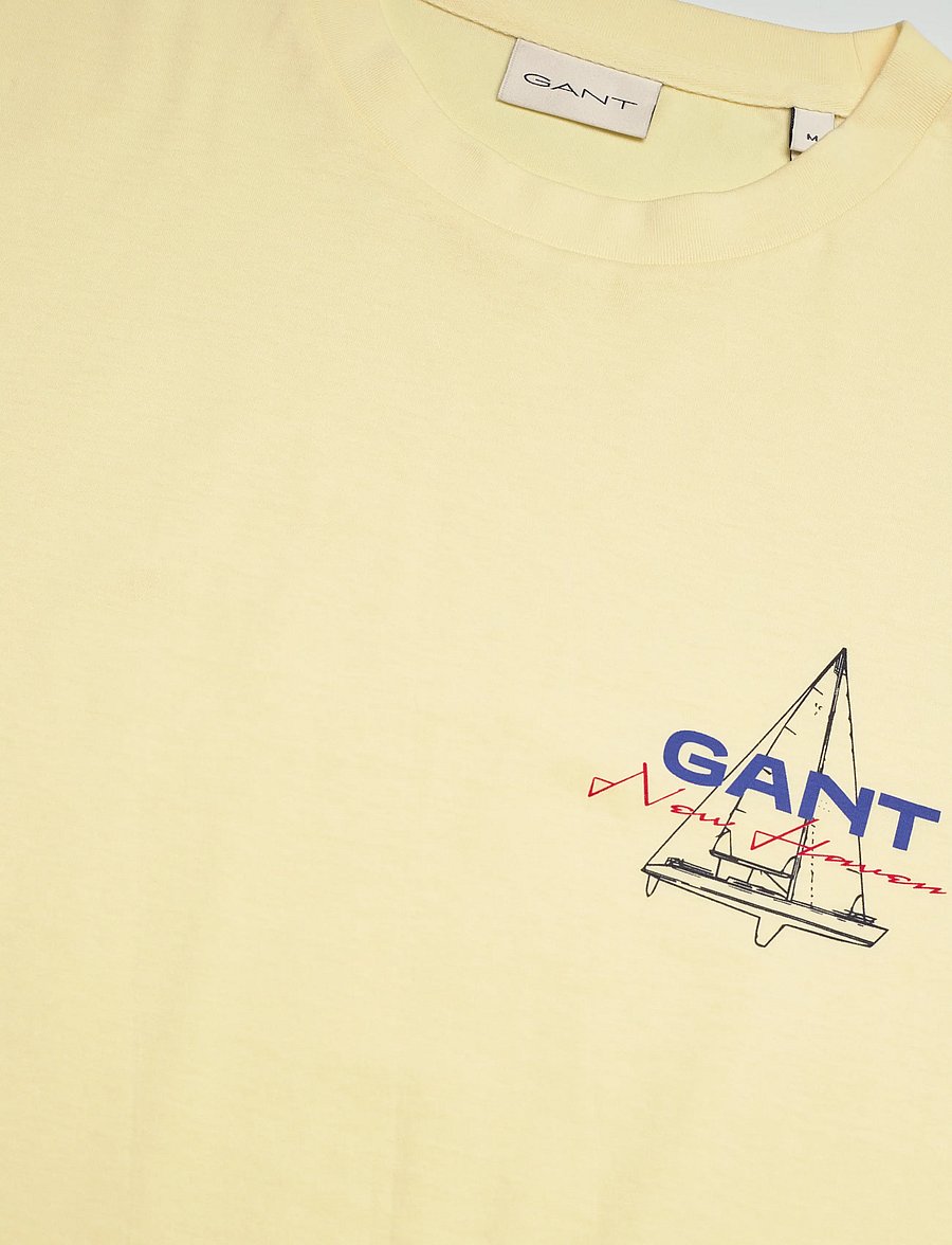 Gant - GRAPHIC SS TSHIRT - short-sleeved t-shirts - vanilla yellow - 5