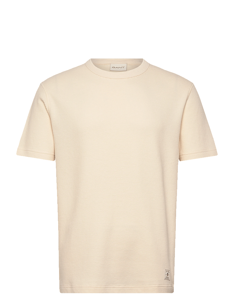 Gant - WASHED WAFFLE SS TSHIRT - kortærmede t-shirts - creamed white - 1