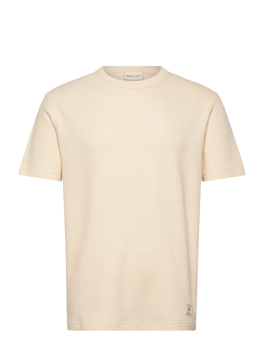 Gant - WASHED WAFFLE SS TSHIRT - kurzärmelig - creamed white - 1