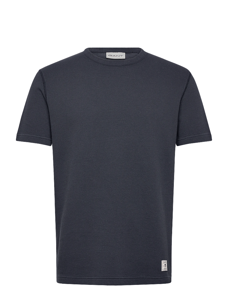 Gant - WASHED WAFFLE SS TSHIRT - kurzärmelig - evening blue - 1