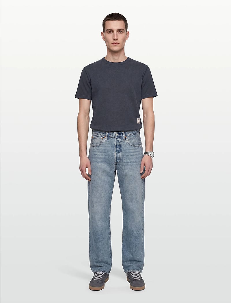 Gant - WASHED WAFFLE SS TSHIRT - kurzärmelig - evening blue - 0