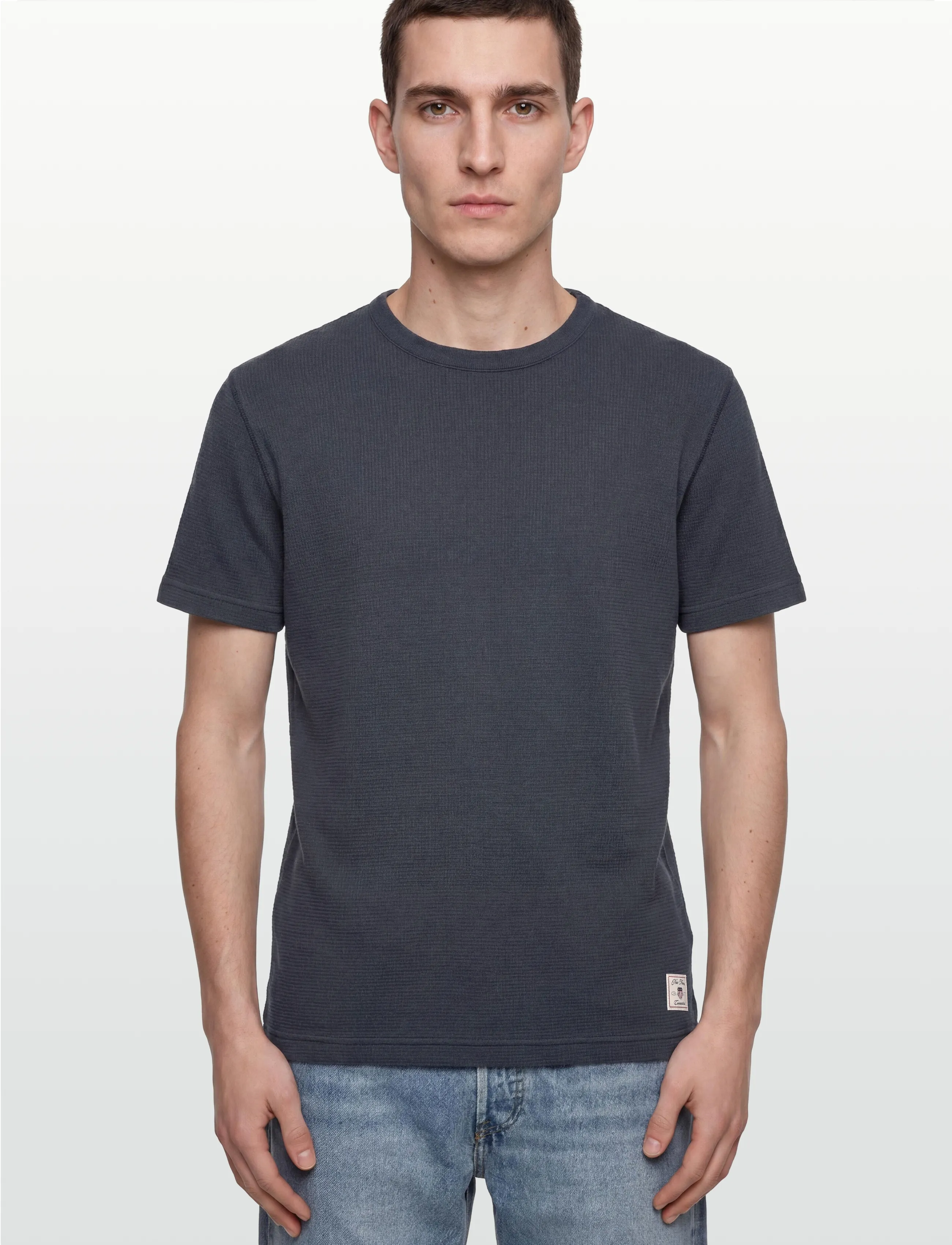 Gant - WASHED WAFFLE SS TSHIRT - kortärmade t-shirts - evening blue - 3