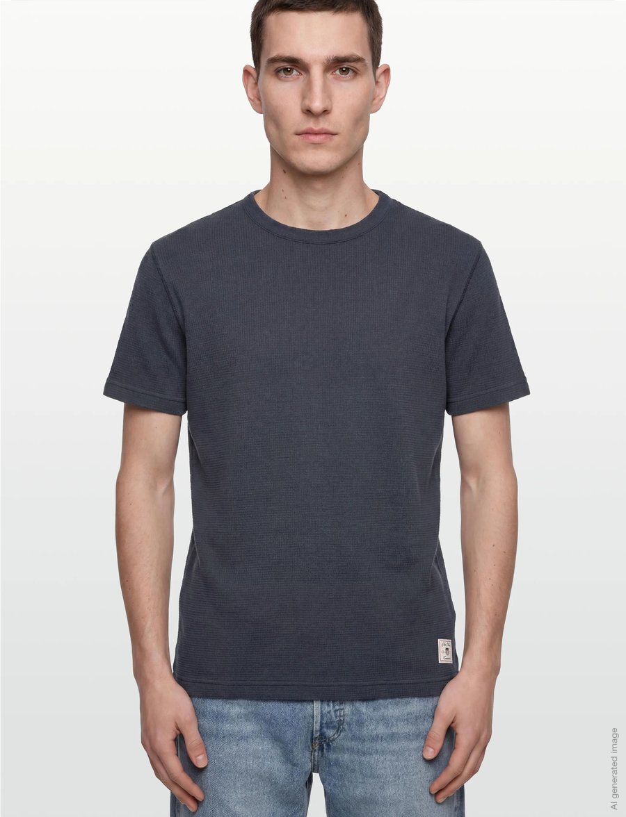 Gant - WASHED WAFFLE SS TSHIRT - kortärmade t-shirts - evening blue - 3