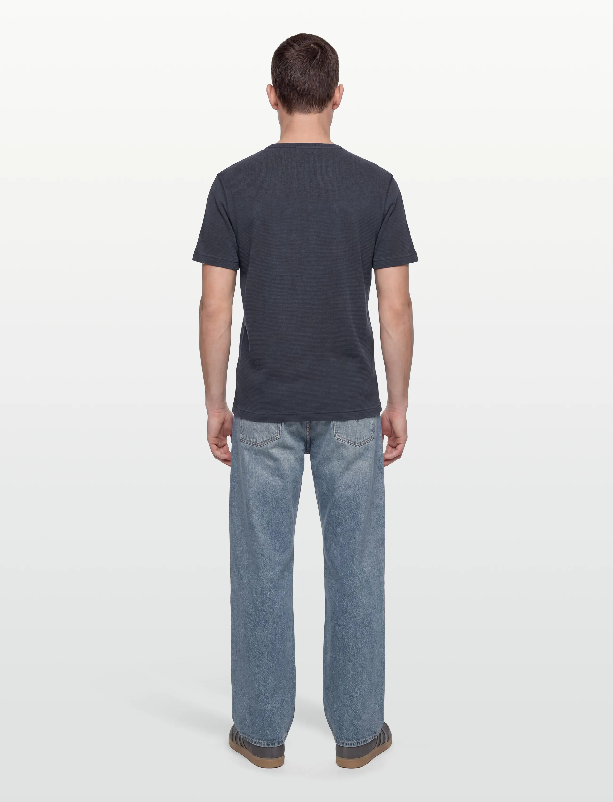 Gant - WASHED WAFFLE SS TSHIRT - kortärmade t-shirts - evening blue - 4