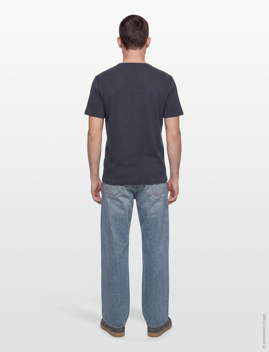 Gant - WASHED WAFFLE SS TSHIRT - kortärmade t-shirts - evening blue - 4
