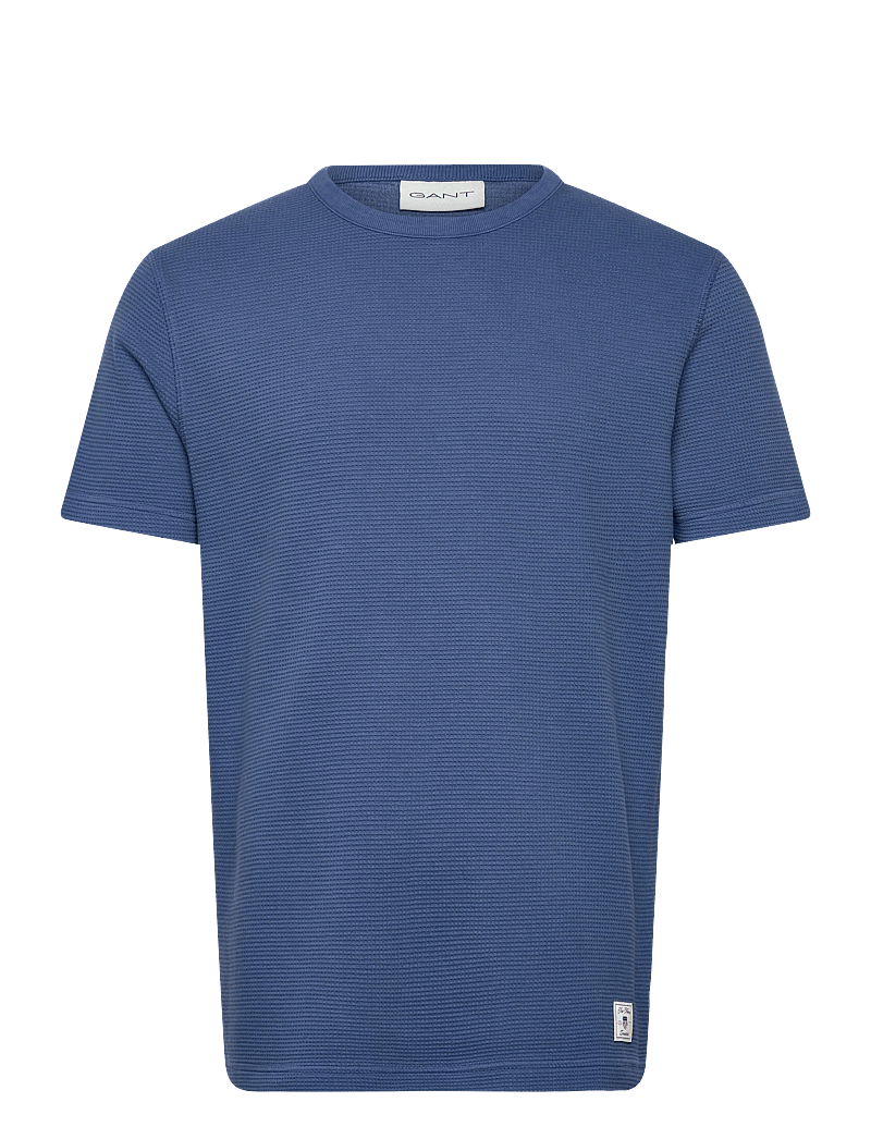 Gant - WASHED WAFFLE SS TSHIRT - kortærmede t-shirts - vintage blue - 1