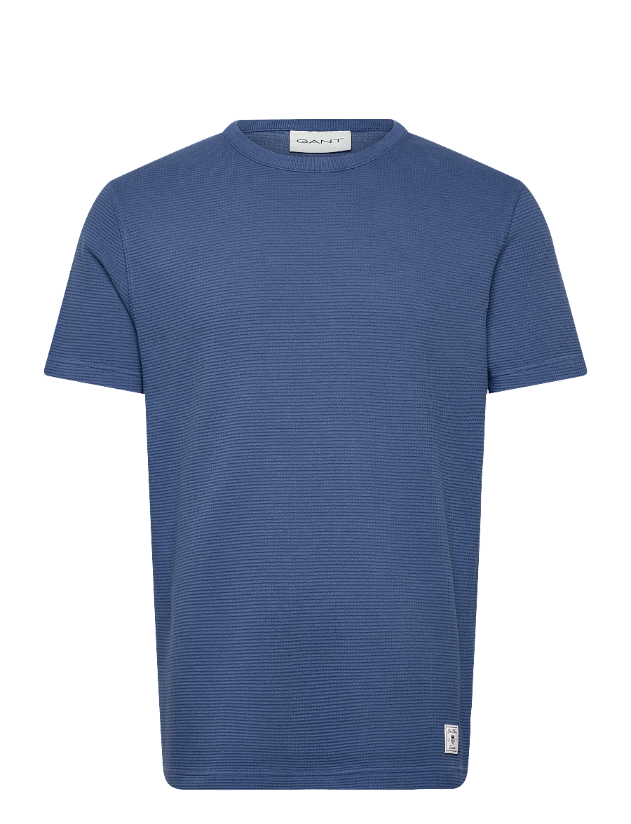 Gant - WASHED WAFFLE SS TSHIRT - kurzärmelige t-shirts - vintage blue - 1