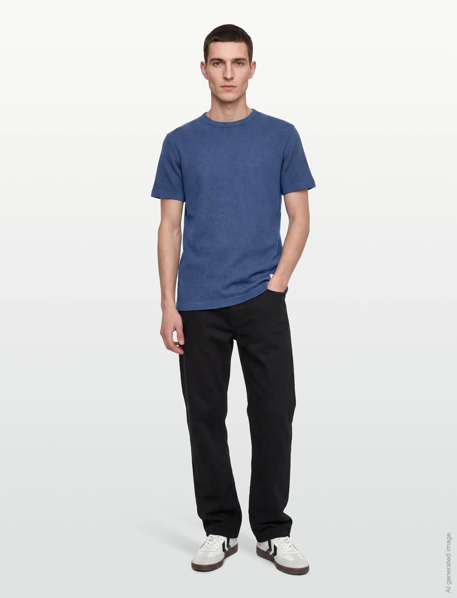 Gant - WASHED WAFFLE SS TSHIRT - kurzärmelige t-shirts - vintage blue - 0