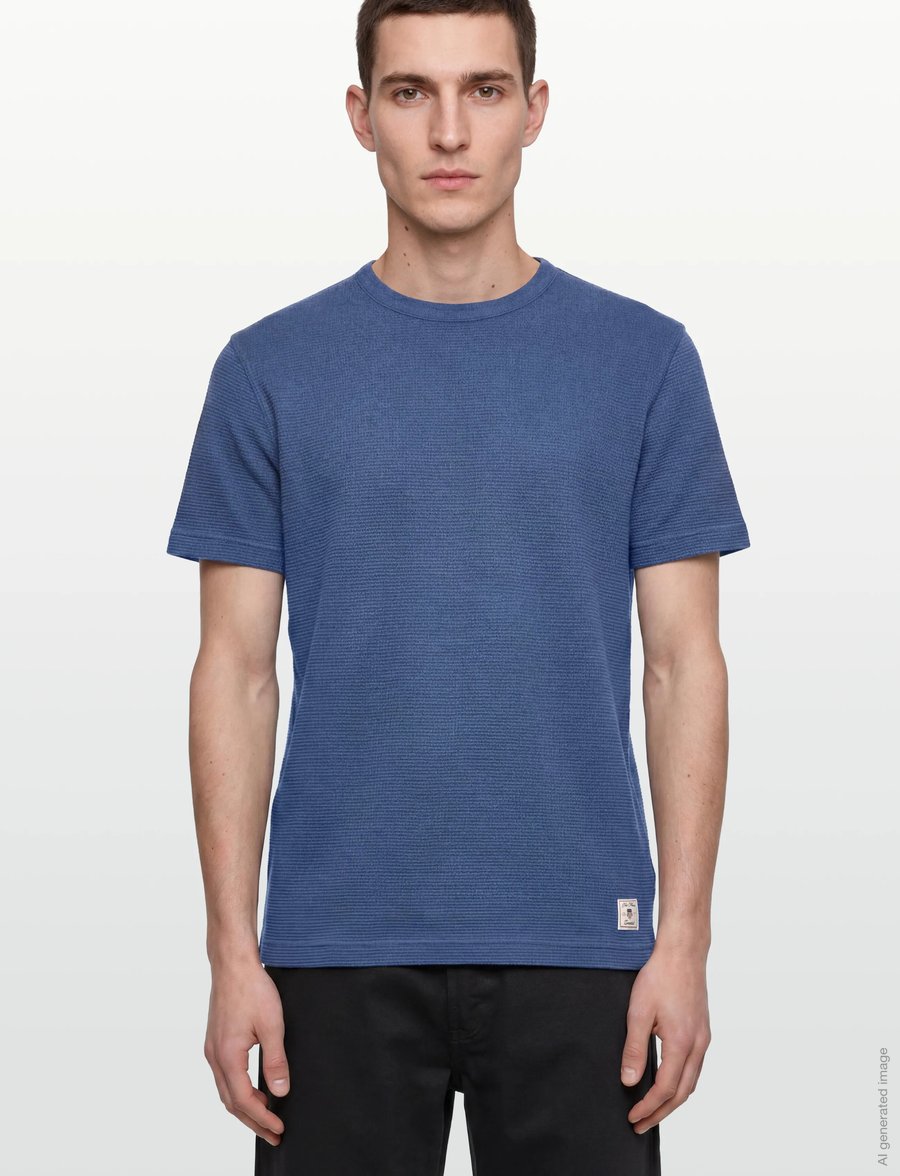 Gant - WASHED WAFFLE SS TSHIRT - kurzärmelige t-shirts - vintage blue - 3