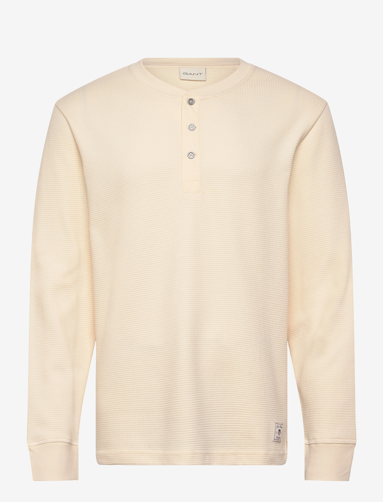 Gant - WASHED WAFFLE HENLEY - langærmede t-shirts - creamed white - 1