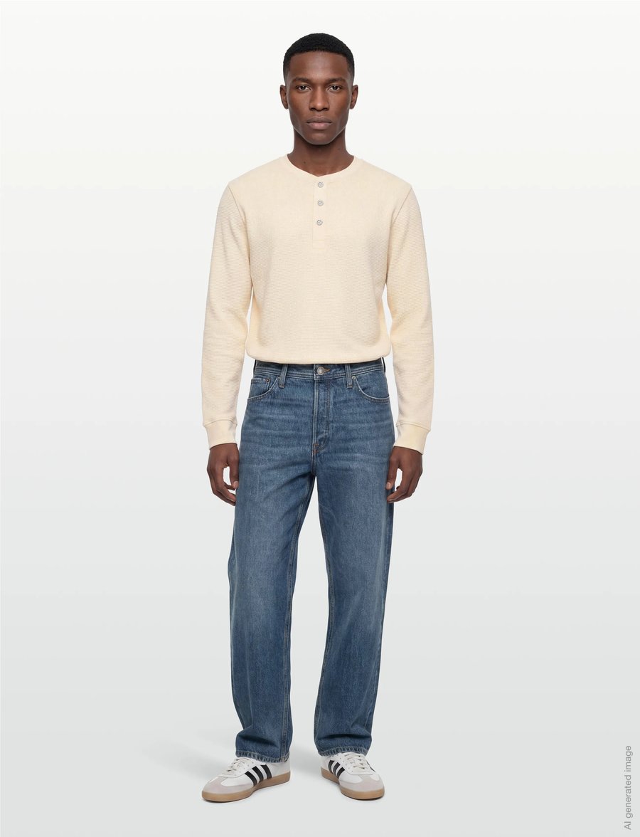Gant - WASHED WAFFLE HENLEY - långärmade t-shirts - creamed white - 0