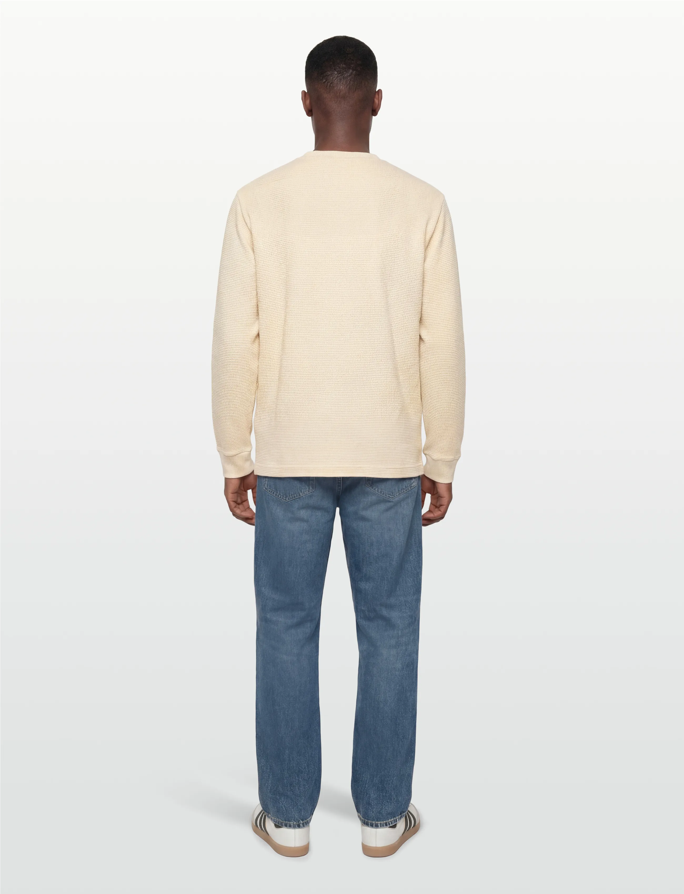 Gant - WASHED WAFFLE HENLEY - långärmade t-shirts - creamed white - 4