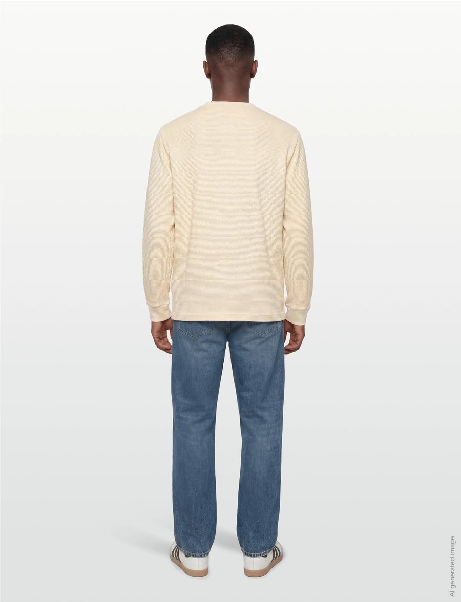 Gant - WASHED WAFFLE HENLEY - långärmade t-shirts - creamed white - 4