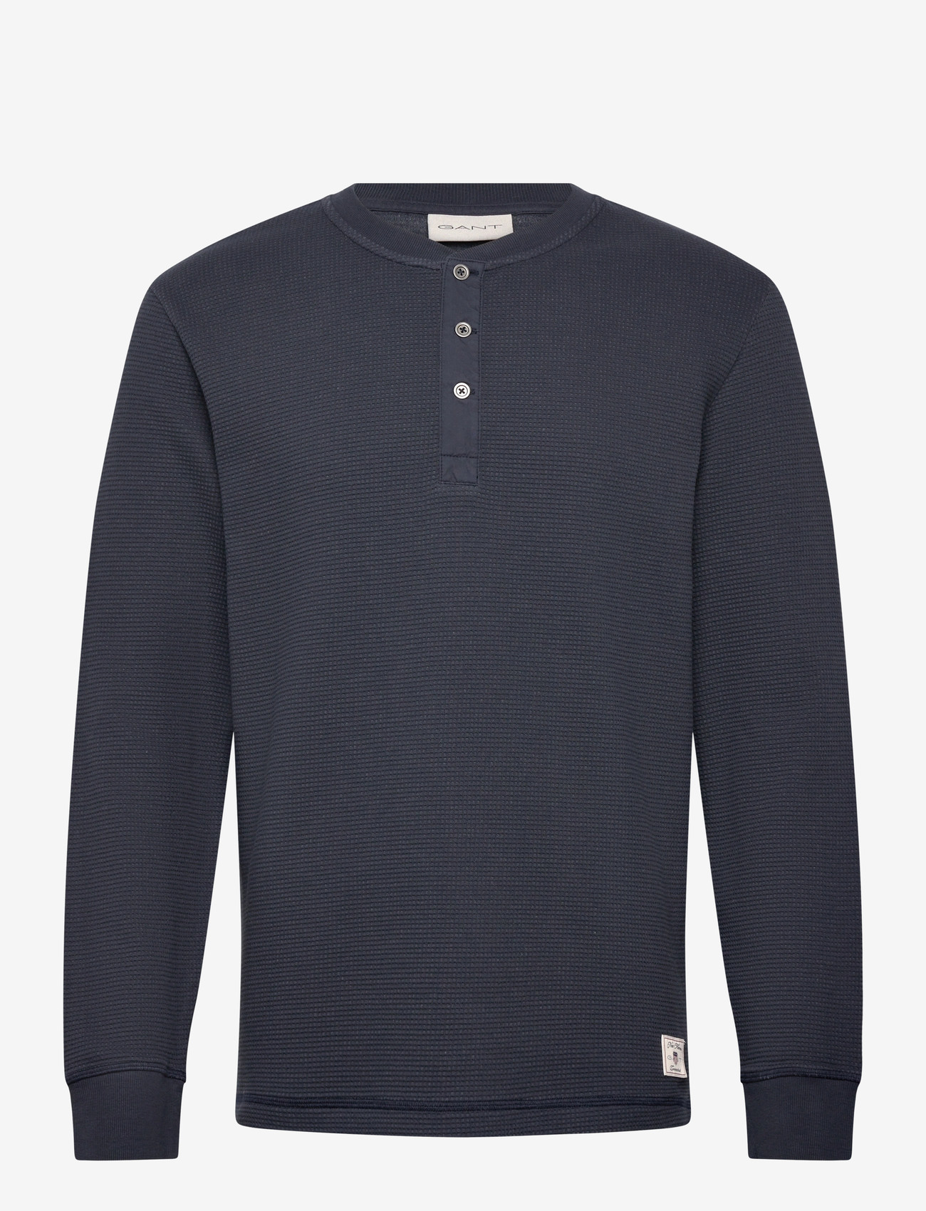 Gant - WASHED WAFFLE HENLEY - langærmede t-shirts - evening blue - 1