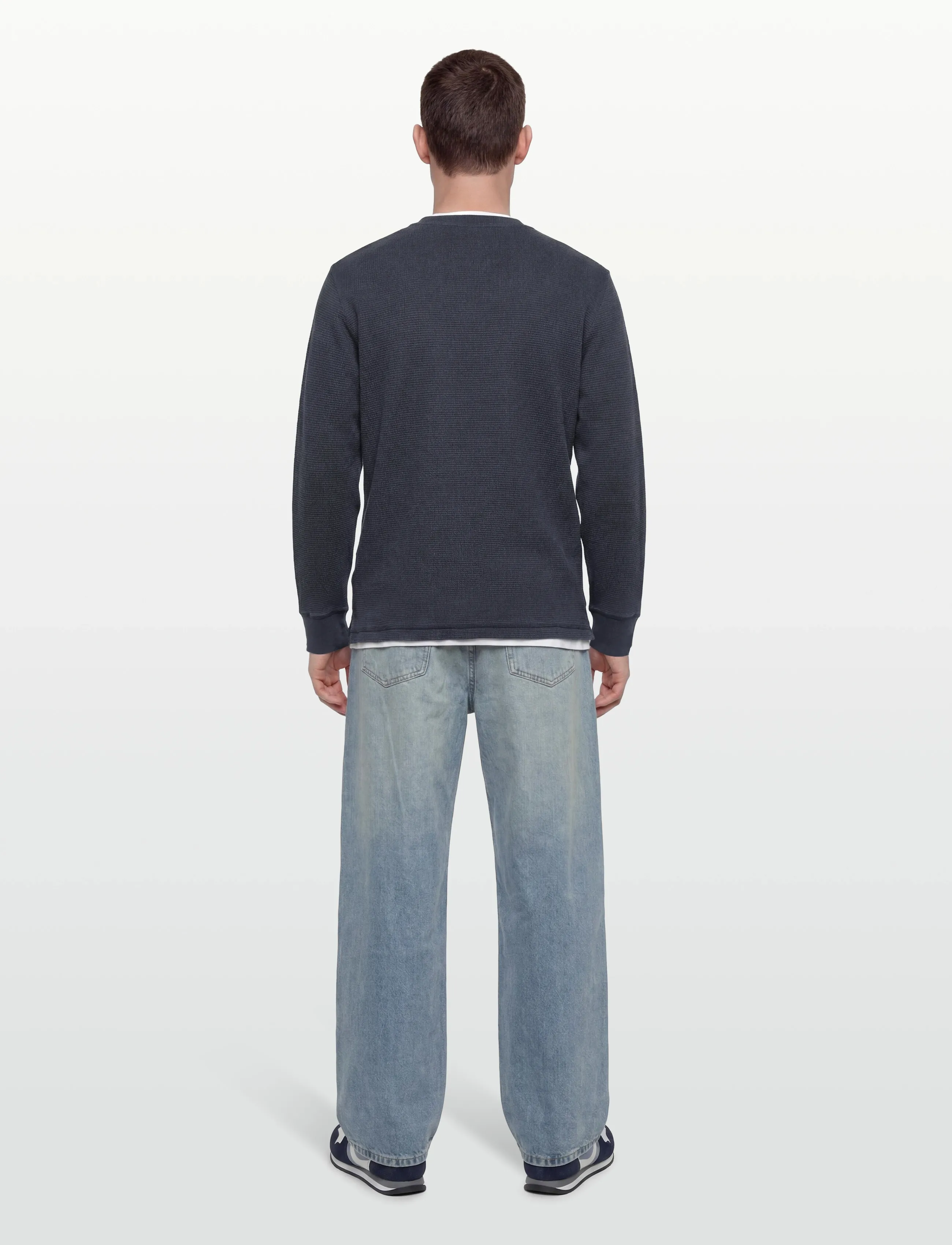 Gant - WASHED WAFFLE HENLEY - pikkade varrukatega t-särgid - evening blue - 4