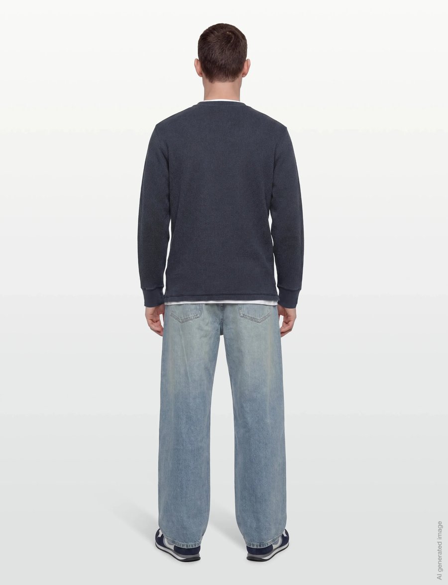 Gant - WASHED WAFFLE HENLEY - langärmelig - evening blue - 4