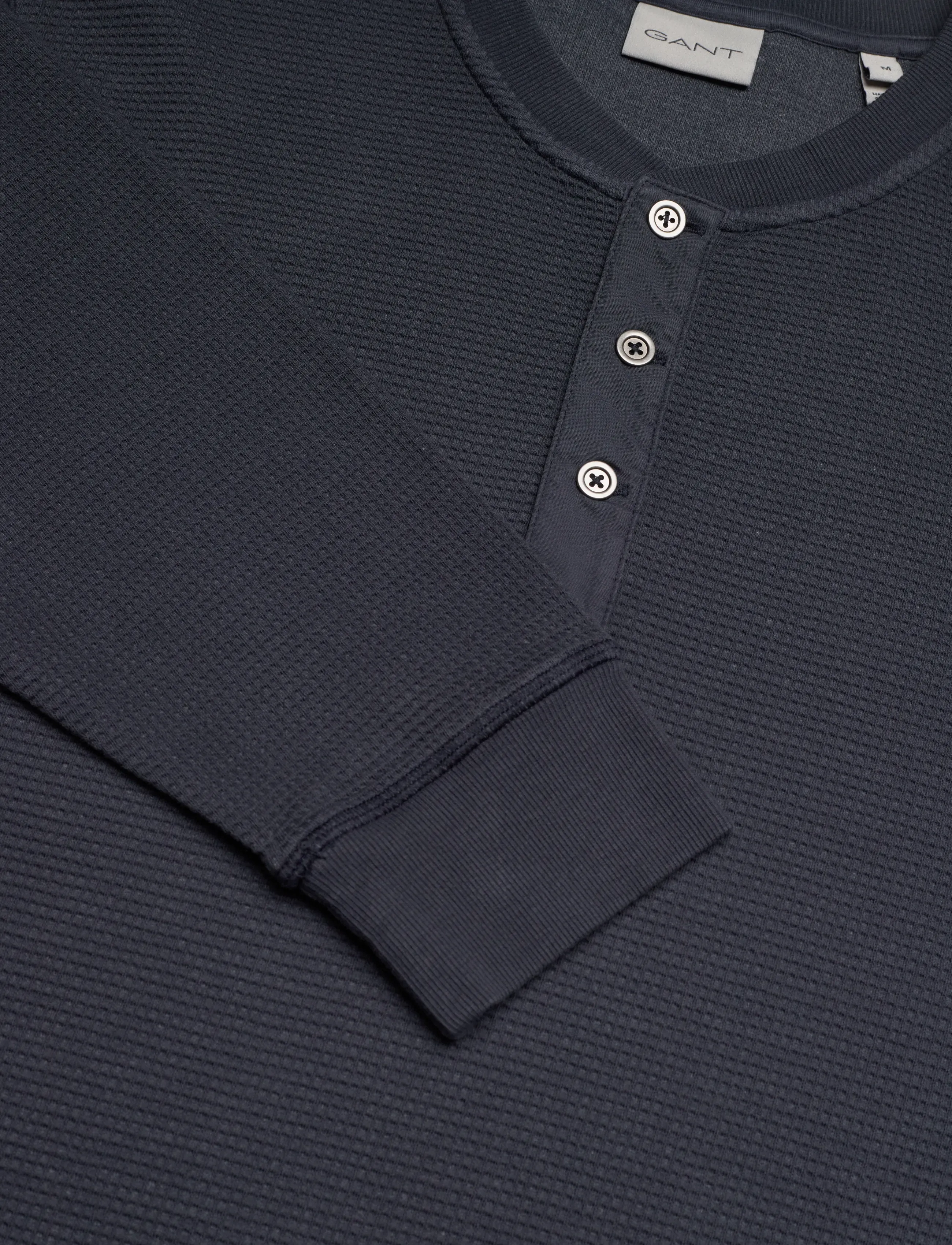 Gant - WASHED WAFFLE HENLEY - pikkade varrukatega t-särgid - evening blue - 5