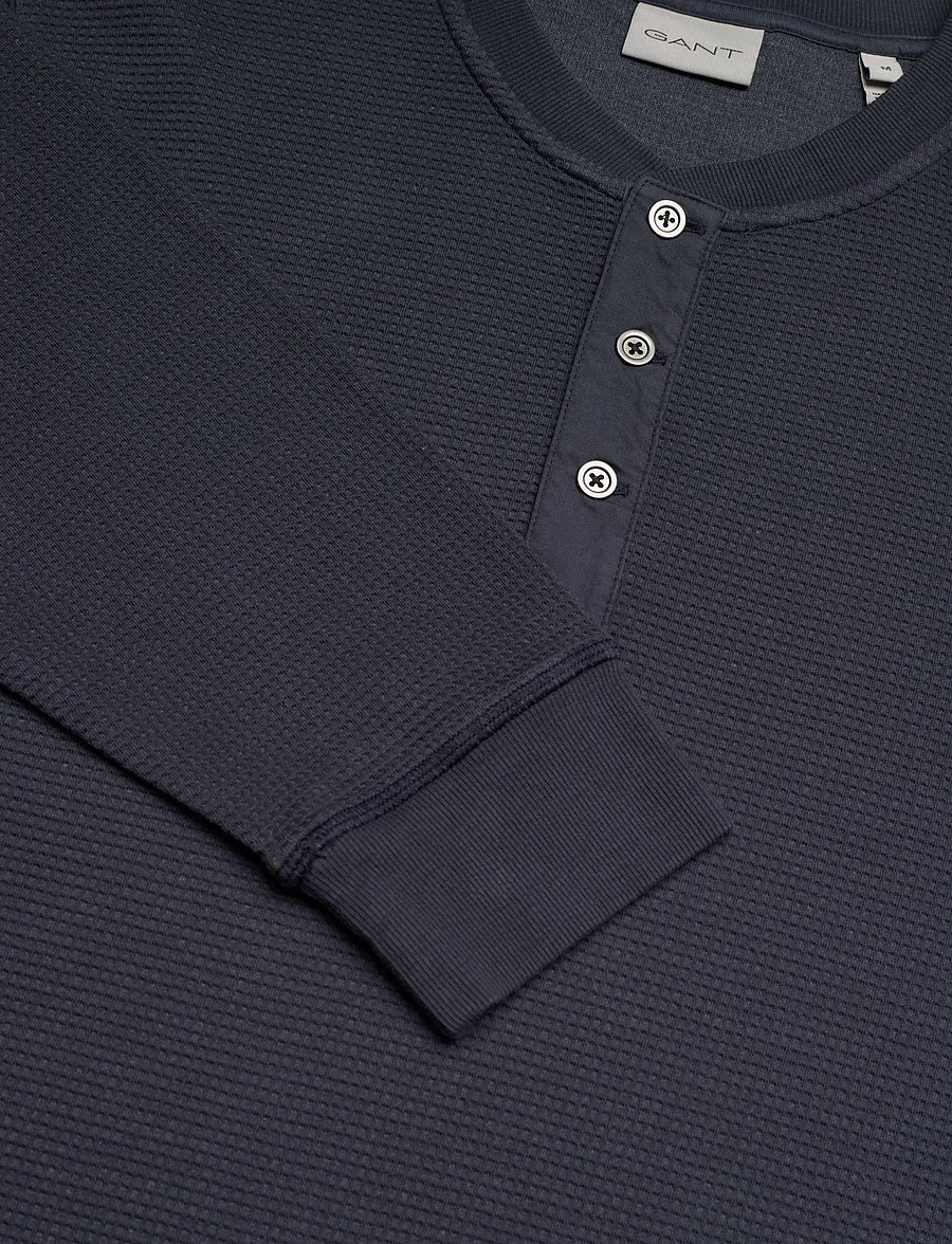 Gant - WASHED WAFFLE HENLEY - langärmelig - evening blue - 5