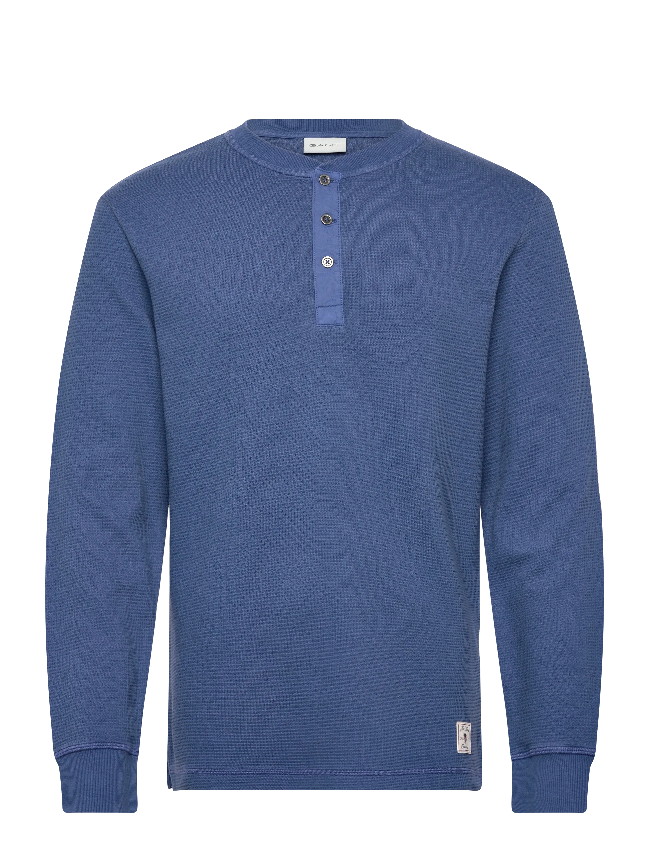 GANT WASHED WAFFLE HENLEY - T-Shirts - VINTAGE BLUE / blue