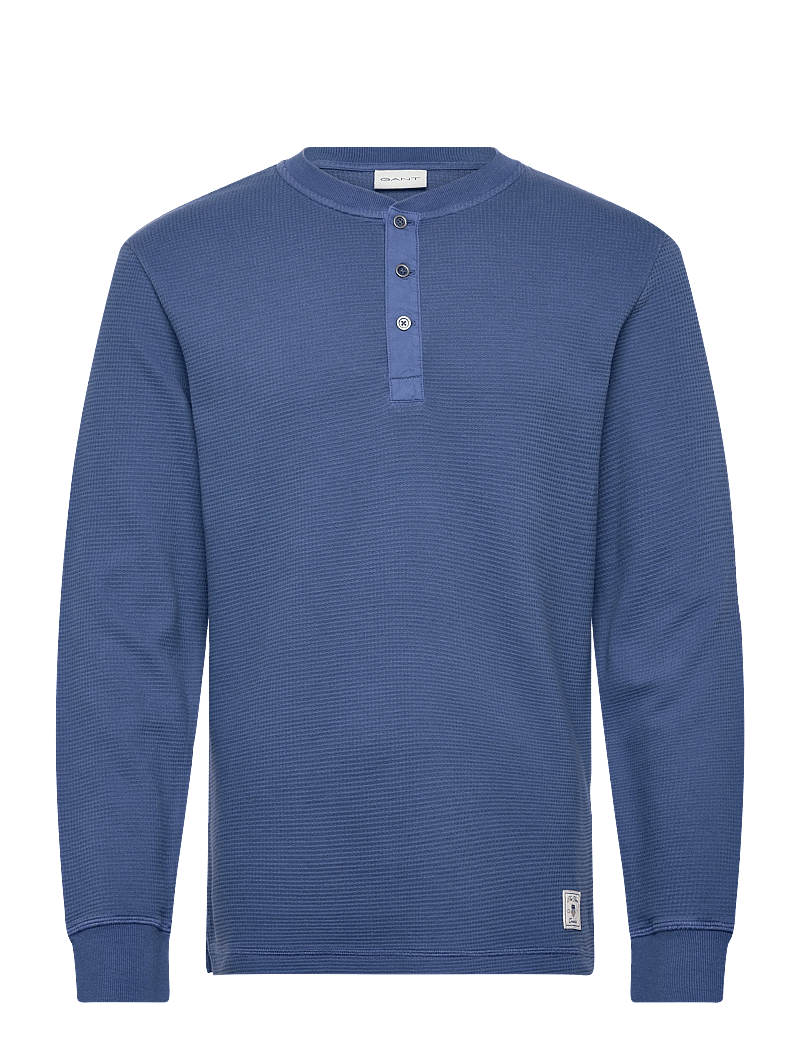 Gant - WASHED WAFFLE HENLEY - langärmelig - vintage blue - 1