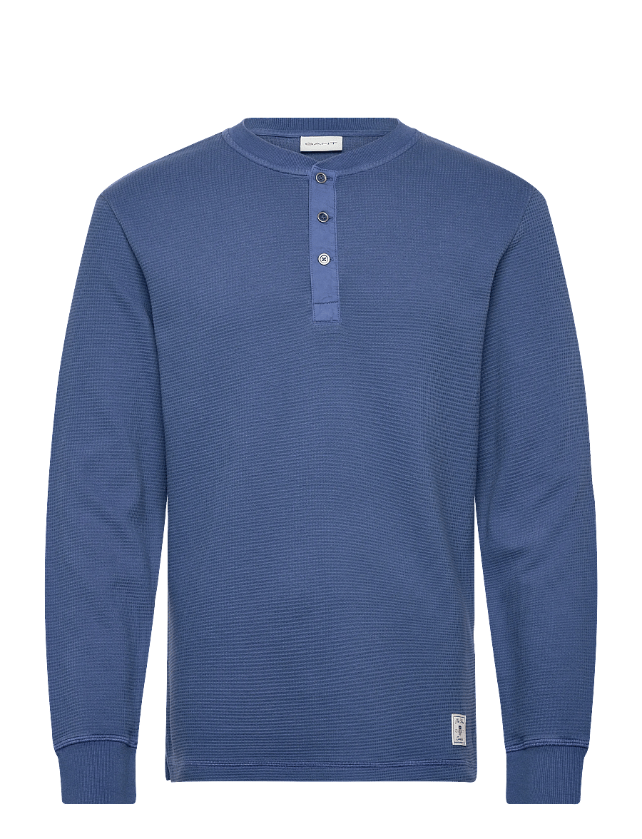 Gant - WASHED WAFFLE HENLEY - langärmelig - vintage blue - 1