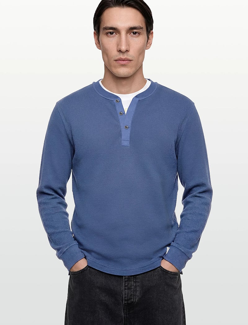 Gant - WASHED WAFFLE HENLEY - langärmelig - vintage blue - 3