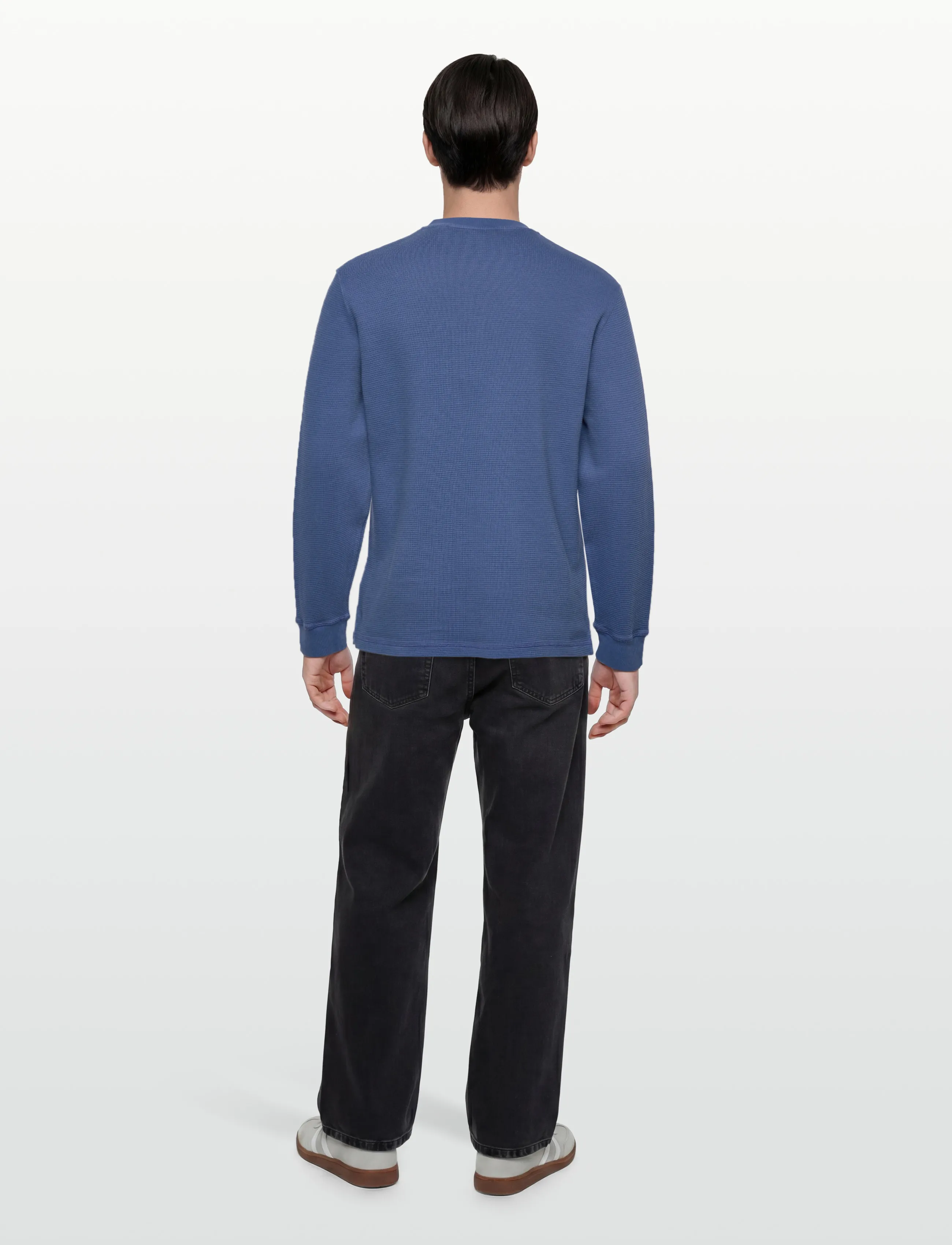 Gant Washed Waffle Henley långärmade t-shirts herr – bild 3