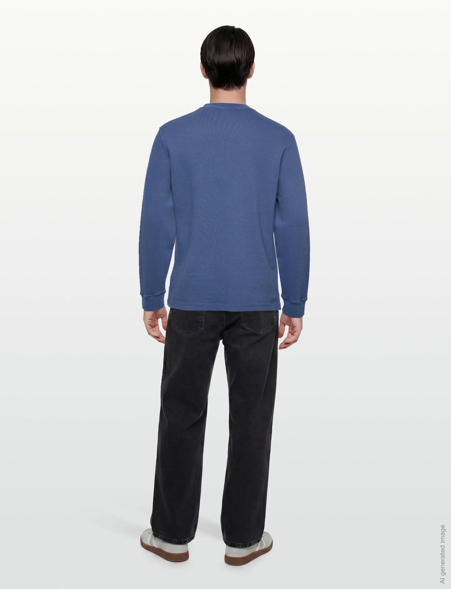 Gant - WASHED WAFFLE HENLEY - langärmelig - vintage blue - 4