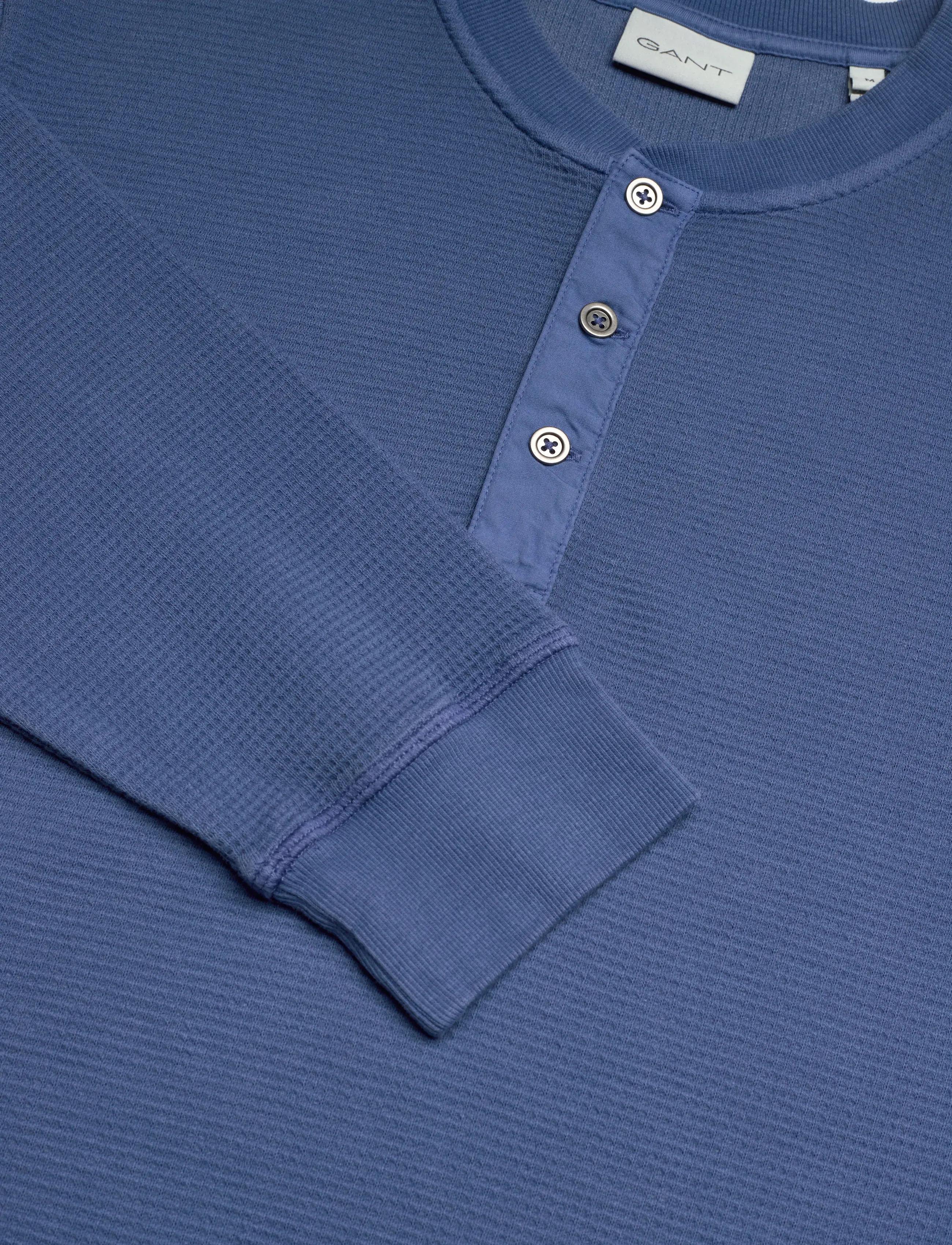 Gant - WASHED WAFFLE HENLEY - long-sleeved t-shirts - vintage blue - 5