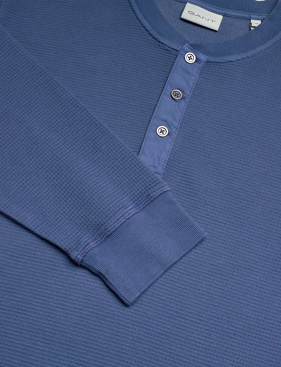 Gant - WASHED WAFFLE HENLEY - langärmelig - vintage blue - 5