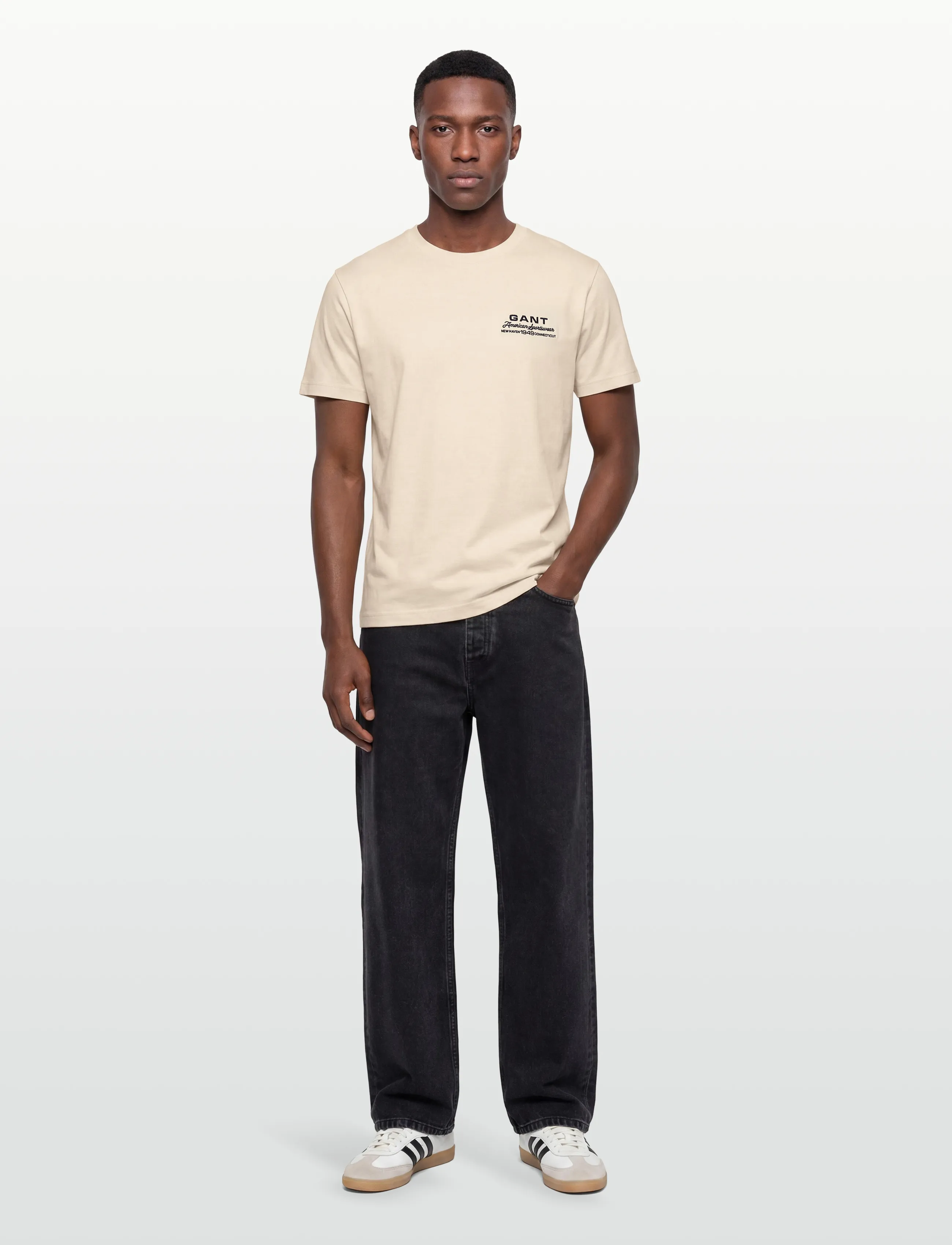 Gant Small Graphic Ss Tshirt, 3XL, Cream, T-Shirts > Kortærmede, Herre