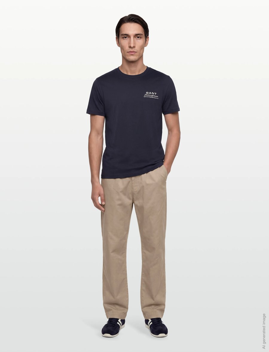 Gant - SMALL GRAPHIC SS TSHIRT - kurzärmelig - evening blue - 0