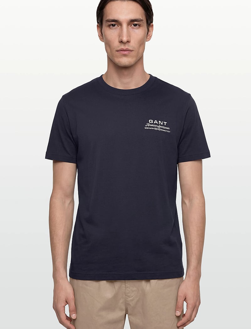 Gant - SMALL GRAPHIC SS TSHIRT - kurzärmelig - evening blue - 3