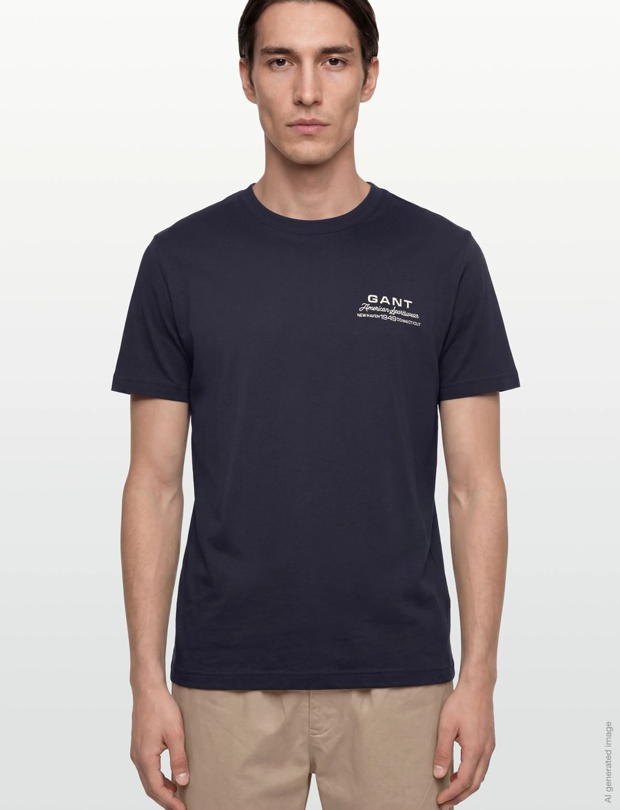 Gant - SMALL GRAPHIC SS TSHIRT - kurzärmelig - evening blue - 3
