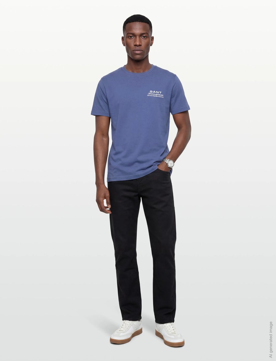 Gant - SMALL GRAPHIC SS TSHIRT - kurzärmelig - vintage blue - 0