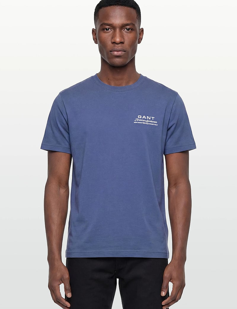 Gant - SMALL GRAPHIC SS TSHIRT - kurzärmelig - vintage blue - 3