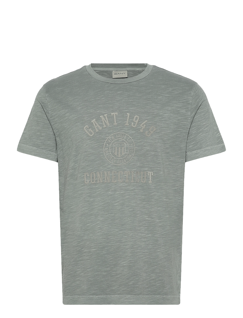 Gant - TONAL PRINT SS TSHIRT - kurzärmelig - ceramic grey - 0