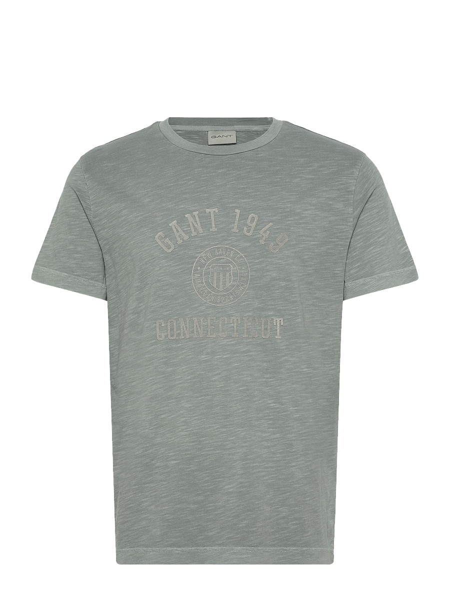 Gant - TONAL PRINT SS TSHIRT - kurzärmelig - ceramic grey - 0