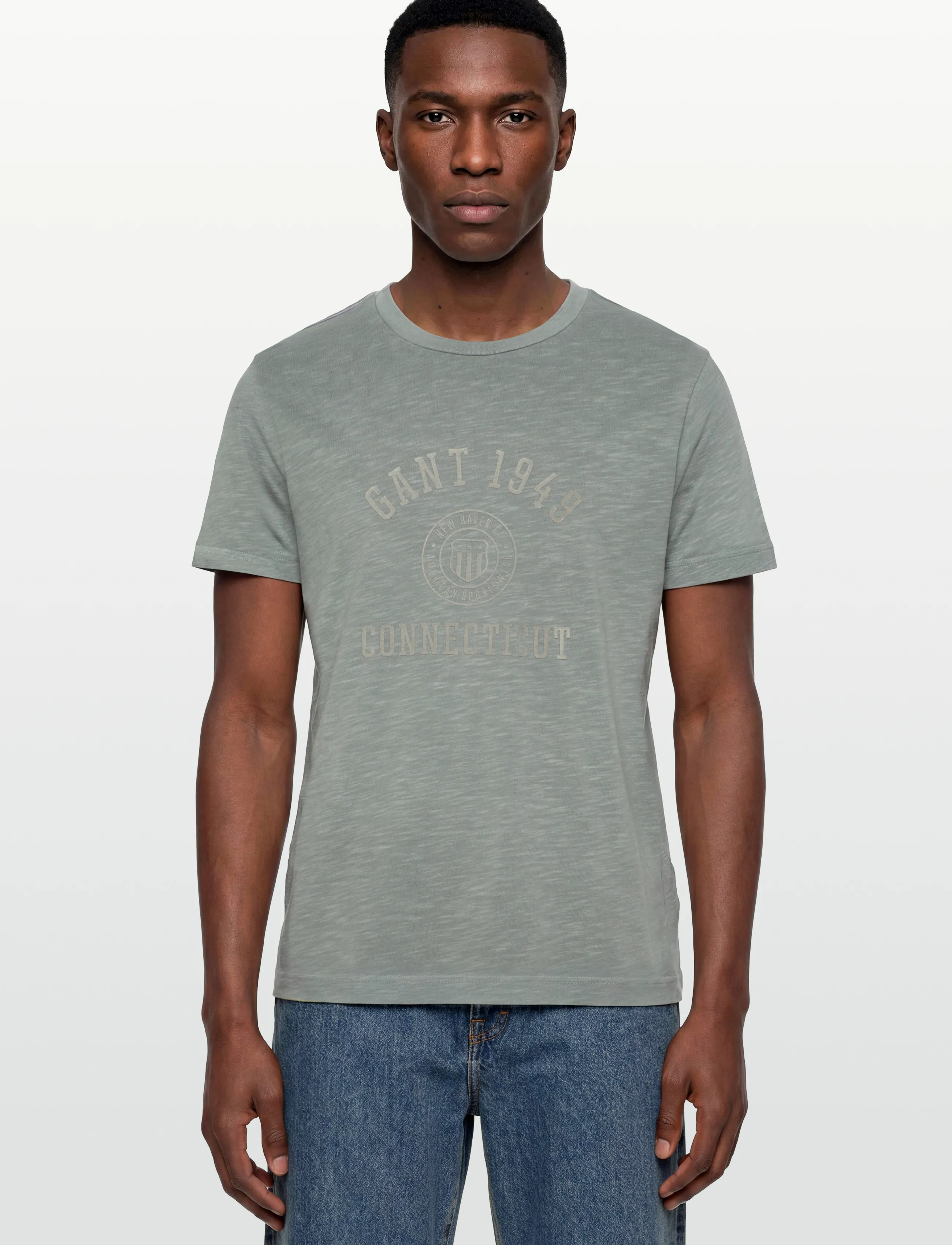 Gant - TONAL PRINT SS TSHIRT - kortærmede t-shirts - ceramic grey - 3