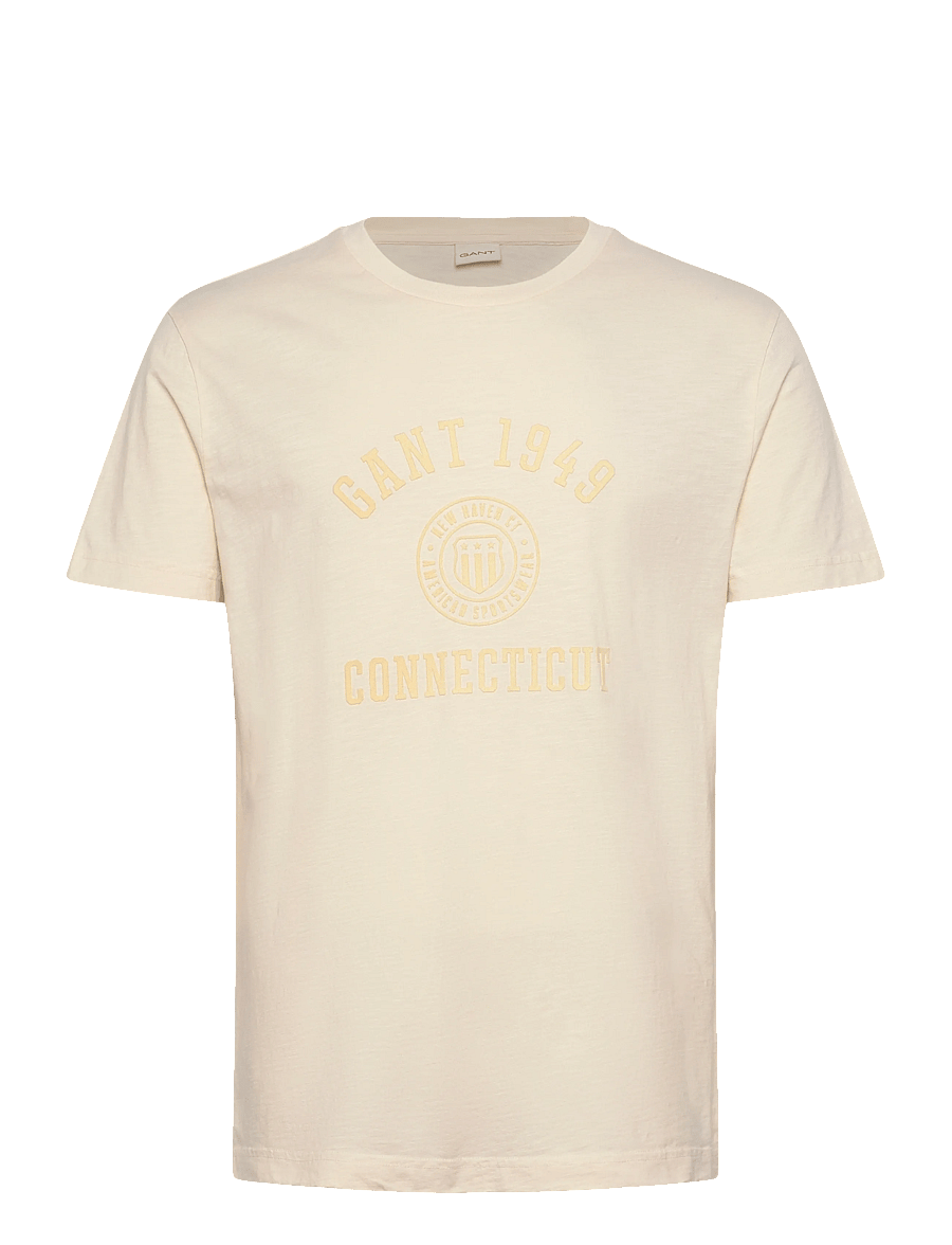 Gant - TONAL PRINT SS TSHIRT - kurzärmelig - cream - 0