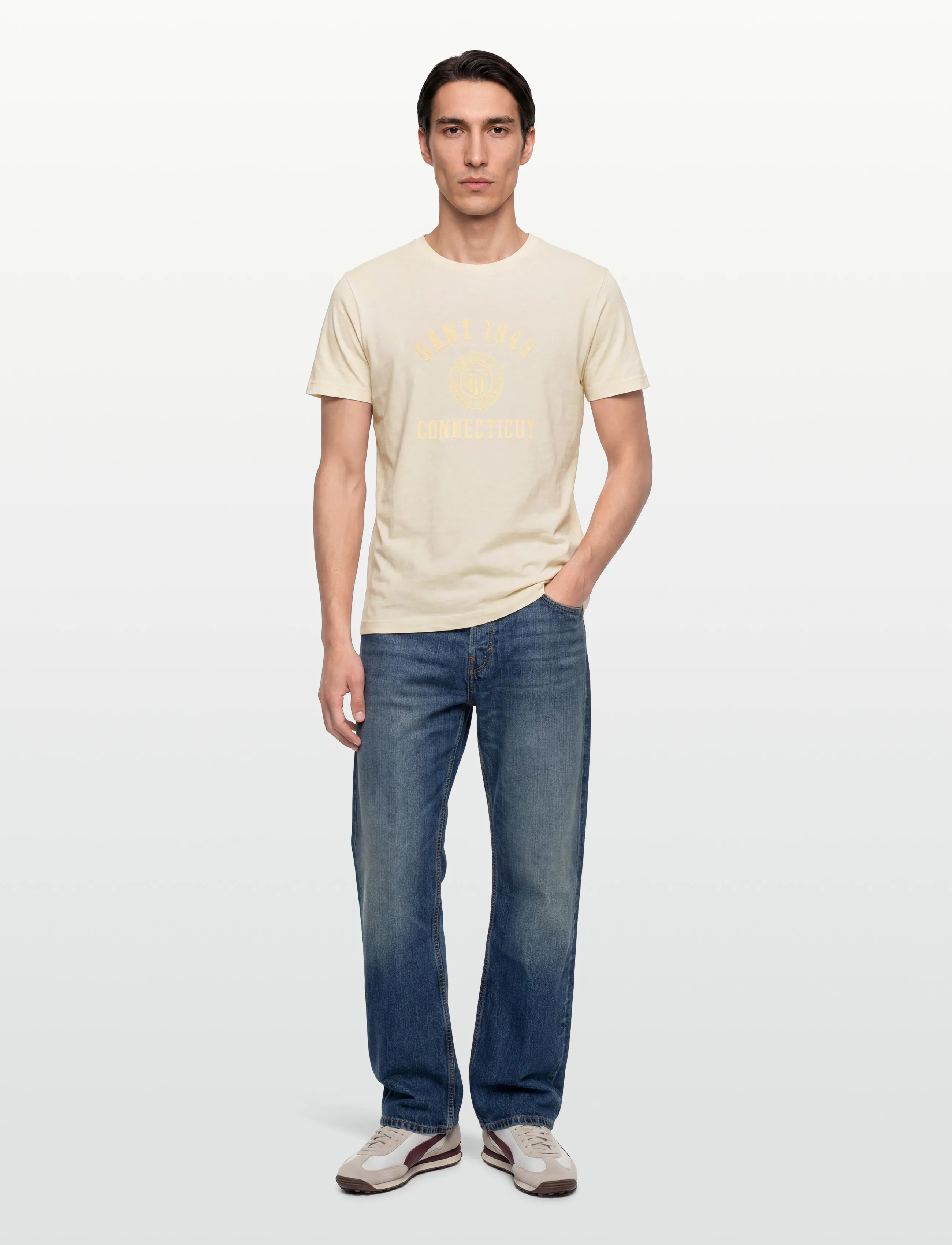Gant TONAL PRINT SS TSHIRT - T-Shirts - CREAM / cream