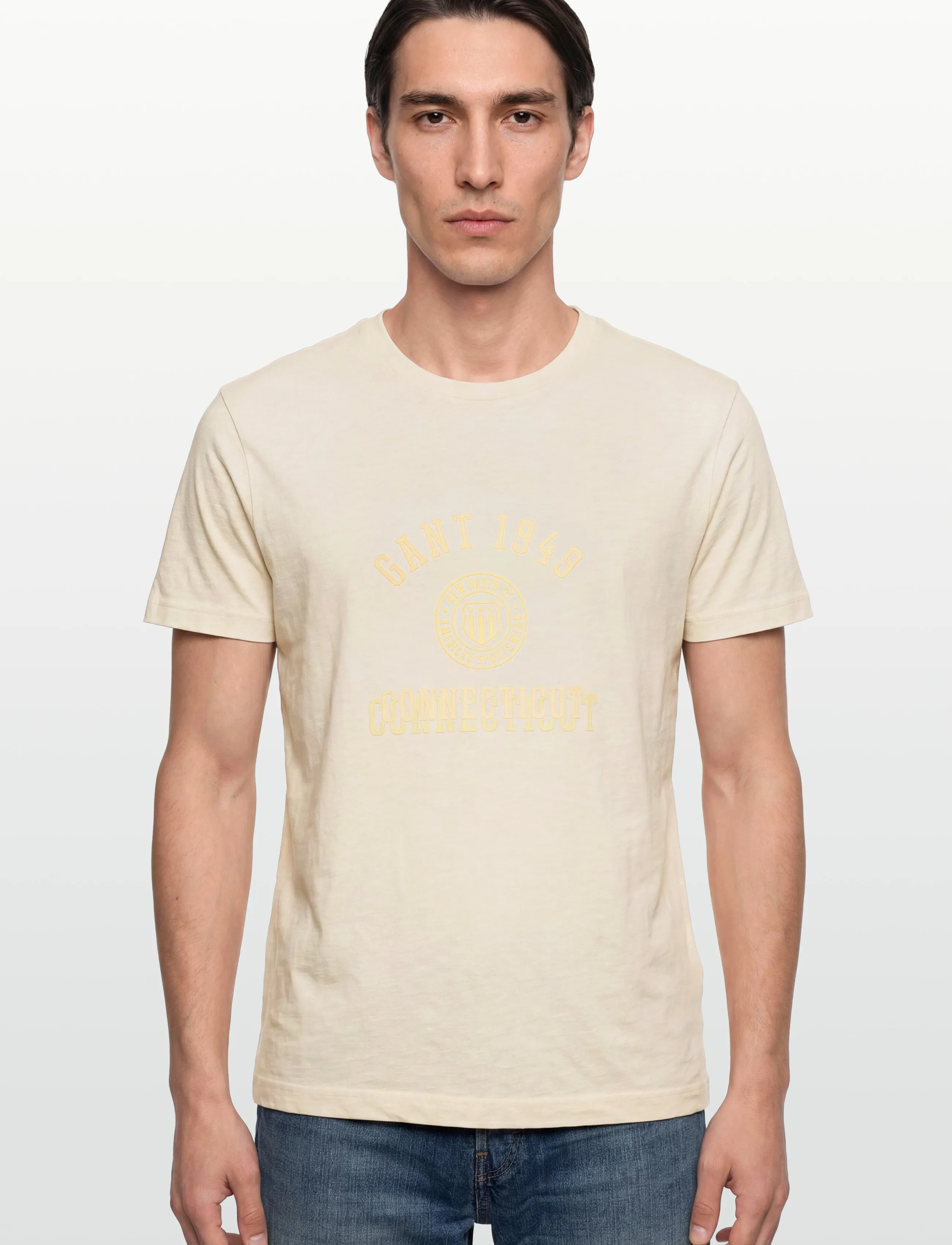 Gant - TONAL PRINT SS TSHIRT - short-sleeved t-shirts - cream - 3