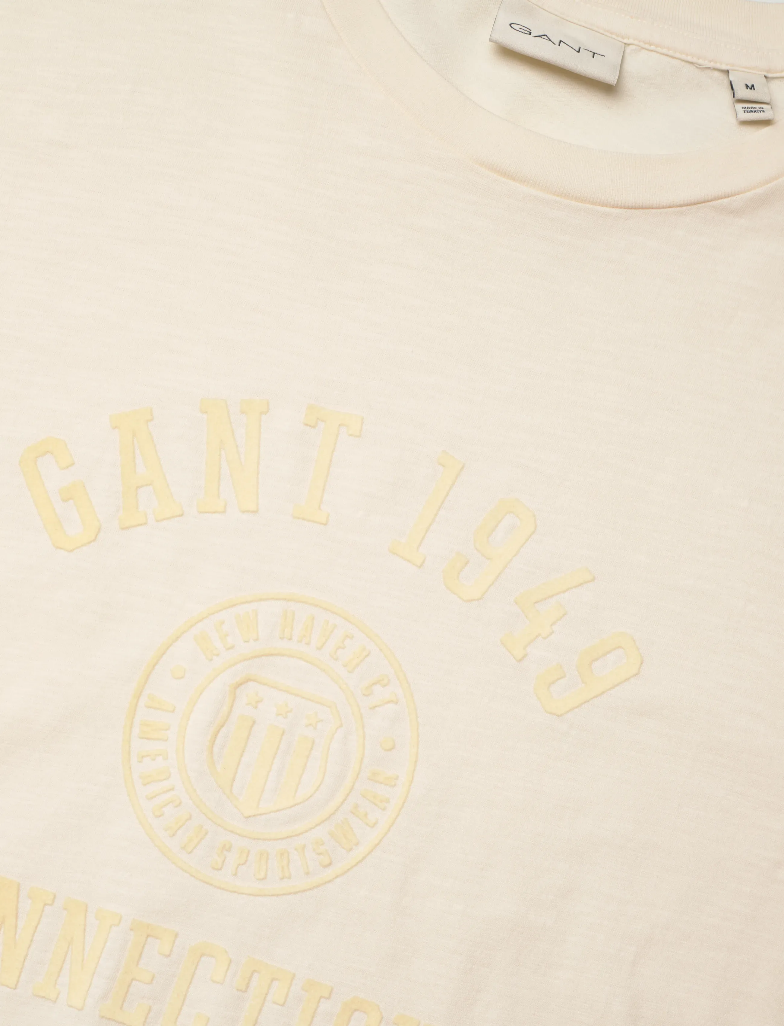 Gant - TONAL PRINT SS TSHIRT - kortärmade t-shirts - cream - 2