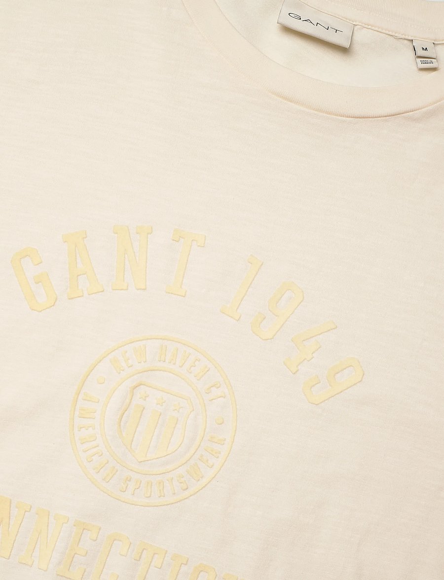 Gant - TONAL PRINT SS TSHIRT - kurzärmelig - cream - 2
