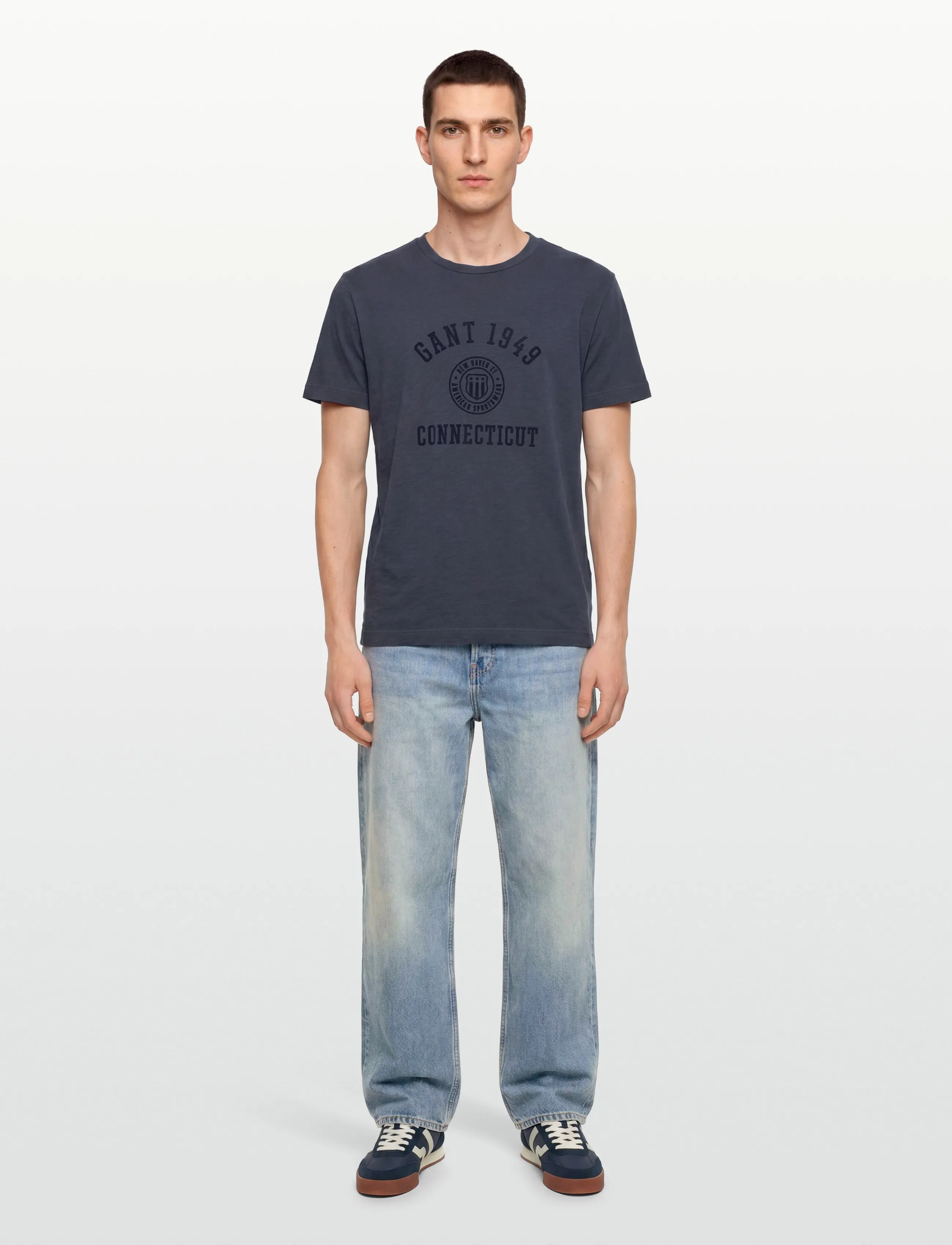 Gant TONAL PRINT SS TSHIRT - Stutterma bolir - EVENING BLUE / navy