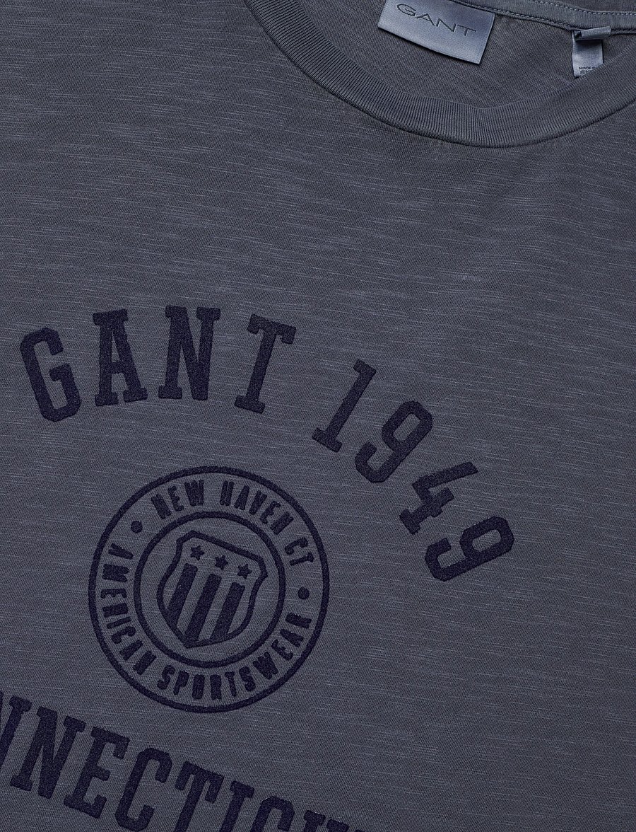 Gant - TONAL PRINT SS TSHIRT - kurzärmelig - evening blue - 2