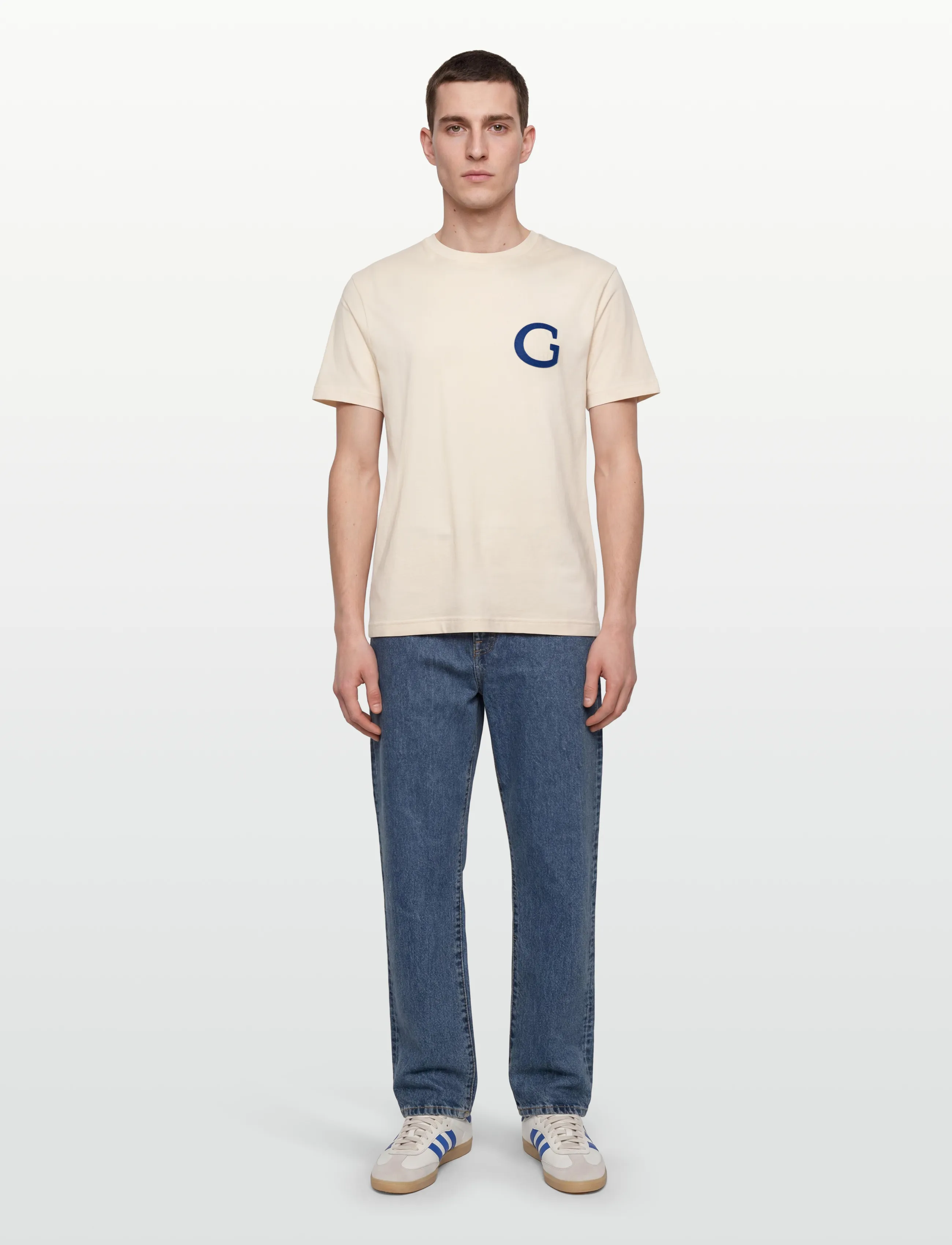 Gant G Badge Ss Tshirt, Kortærmet T-Shirt, Cream, Str: M